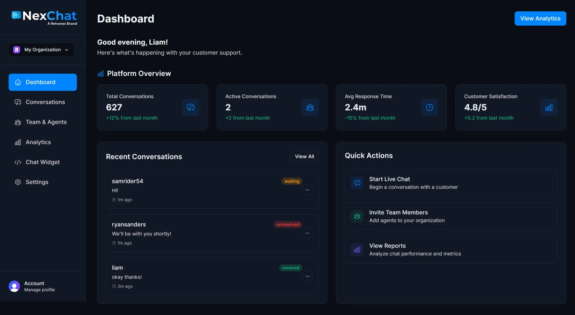 NexChat Dashboard